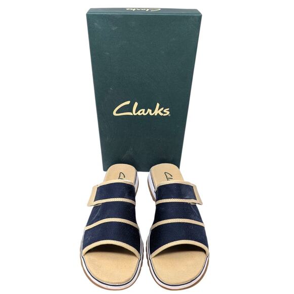 Clarks Women’s Halley SMU Navy Slide Sandals Size 8 M  New in Box - Picture 2 of 5